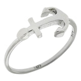 Sterling Silver Anchor Rhodium Ring