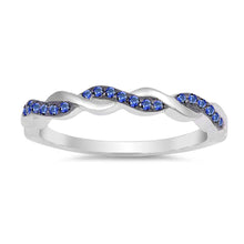 Load image into Gallery viewer, Sterling Silver Infinity Shaped Blue Sapphire CZ RingAnd Face Height 3mm