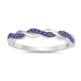 Sterling Silver Infinity Shaped Blue Sapphire CZ RingAnd Face Height 3mm