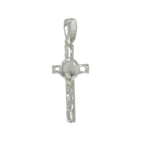 Sterling Silver Saint Benedict Crucifix D/C Cross Pendant