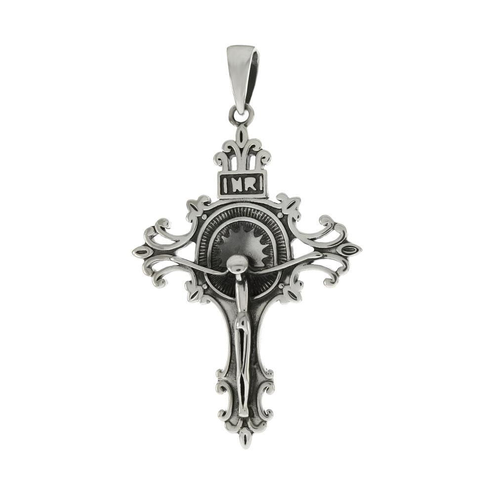 Sterling Silver Oxidized Gothic Crucifix Cross Pendant