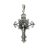 Sterling Silver Oxidized Gothic Crucifix Cross Pendant