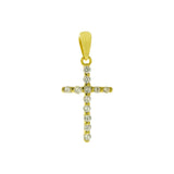 Sterling Silver Cubic Zirconia Small Cross Gold Plated Pendant