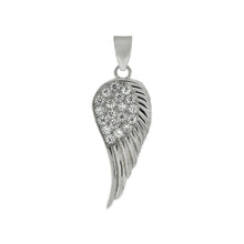 Load image into Gallery viewer, Sterling Silver Angel Wing Cubic Zirconia Pendant