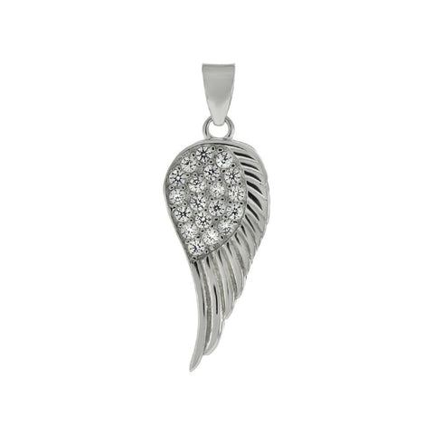 Sterling Silver Angel Wing Cubic Zirconia Pendant