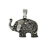Sterling Silver Marcasite Trumpeting Elephant Oxydized Pendant
