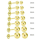 14K High Polish Yellow Gold Classy Ball Earrings with (Friction Post/Tension Back)