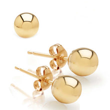 Load image into Gallery viewer, 2MM High Polish 14K Yellow Gold Classy Ball Earrings with (Friction Post/Tension Back)