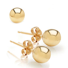 Load image into Gallery viewer, 7MM High Polish 14K Yellow Gold Classy Ball Earrings with (Friction Post/Tension Back)