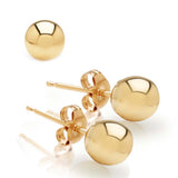 7MM High Polish 14K Yellow Gold Classy Ball Earrings with (Friction Post/Tension Back)