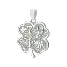 Load image into Gallery viewer, Sterling Silver Four Leaf Clover W. Talisman Lucky Pendant