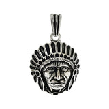 Sterling Silver Indian Head Oxidized Pendant