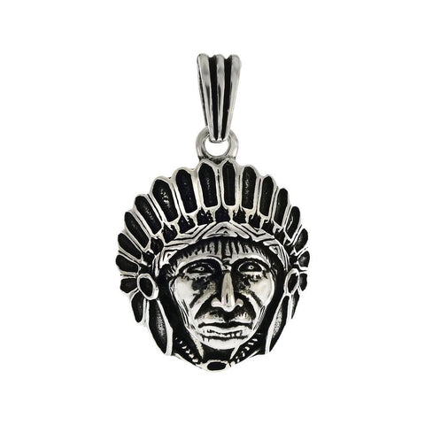 Sterling Silver Indian Head Oxidized Pendant