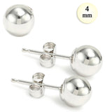 4MM High Polish 14K White Gold Classy Ball Earrings with (Friction Post/Tension Back)