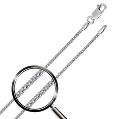 Italian Sterling Silver Rhodium Plated Popcorn Chain 1.6 mm with Lobster Claw Clasp Closure