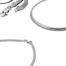 Load image into Gallery viewer, Sterling Silver Italian Solid Flat Omega Chain 3MM Luxurious Nickel Free Necklace with Lobster Claw Clasp Closure