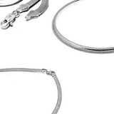 Sterling Silver Italian Solid Flat Omega Chain 3MM Luxurious Nickel Free Necklace with Lobster Claw Clasp Closure