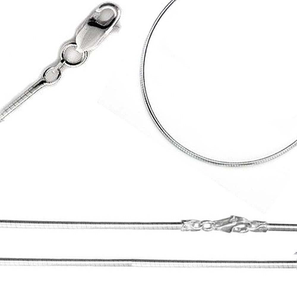 Sterling Silver Italian Solid  Round Omega Chain 100 - 1mm Luxurious Nickel Free Necklace with Lobster Claw Clasp Closure