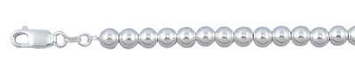 Sterling Silver Italian Solid Hollow Round Bead/Ball Chain 6mm Nickel Free Necklace with Lobster Claw Clasp Closure
