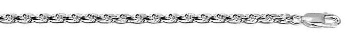 Italian Sterling Silver Rhodium Plated Rope 030- 1.4 mm with Lobster Claw Clasp Closure
