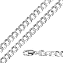 Load image into Gallery viewer, Italian Sterling Silver Flat Curb Link Chain 250- 10.8 mm with Lobster Claw Clasp Closure
