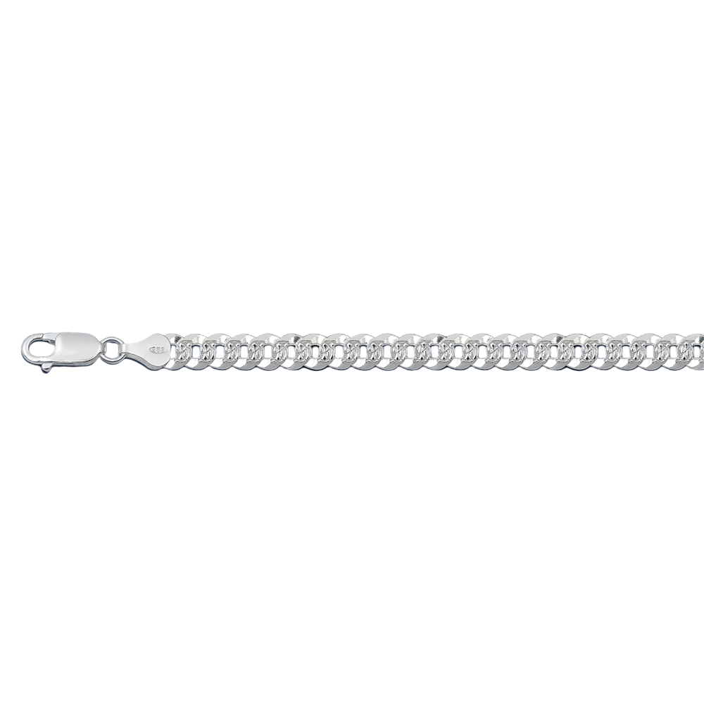 Sterling Silver Italian Pave 120 Flat Curb Chain - silverdepot