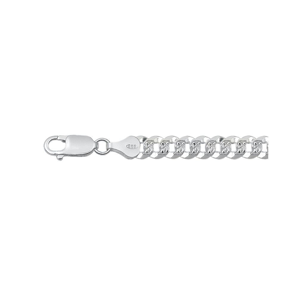 Sterling Silver Italian Pave 220 Flat Curb Chain - silverdepot