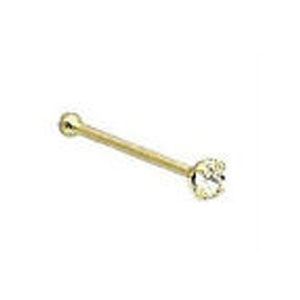 14k Yellow Gold CZ Nose Stud with End Ball