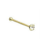 14k Yellow Gold CZ Nose Stud with End Ball