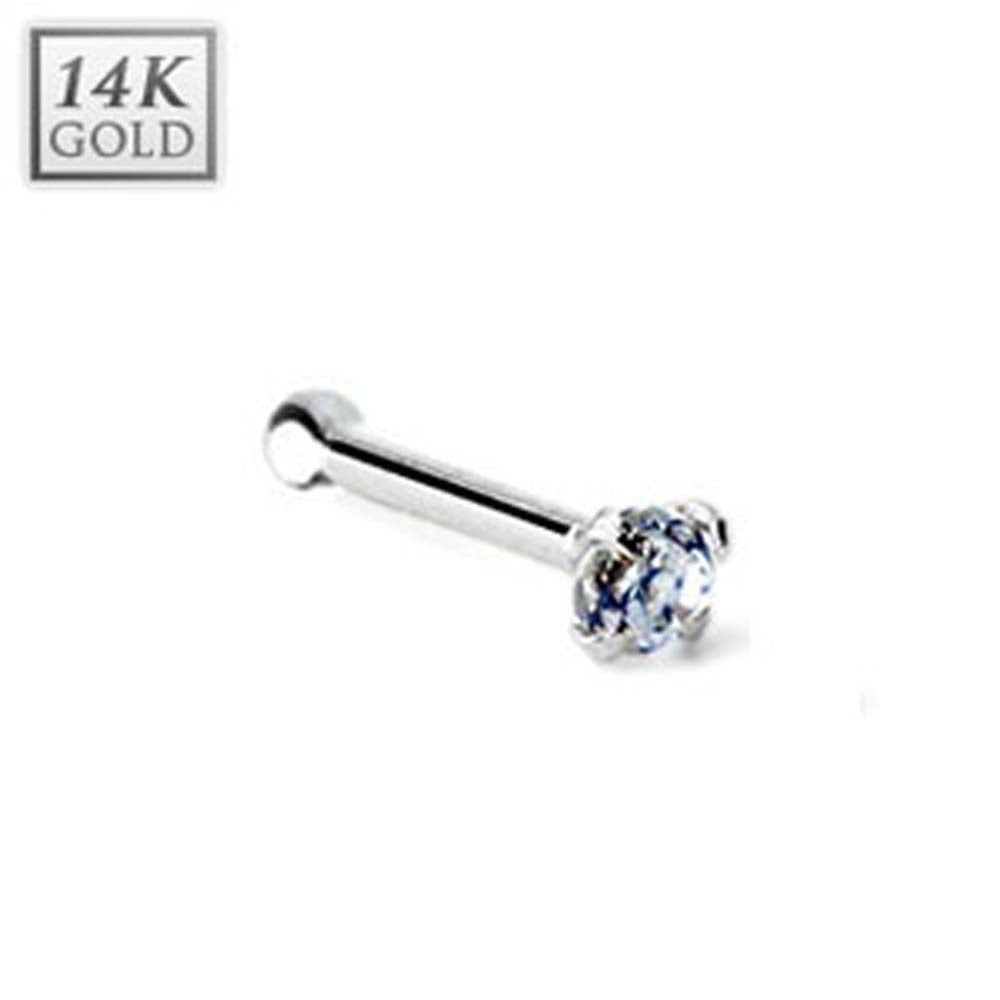 14k White Gold CZ Nose Stud with End Ball