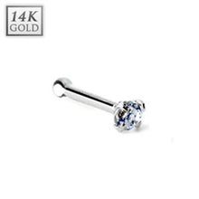 Load image into Gallery viewer, 14k White Gold CZ Nose Stud with End Ball