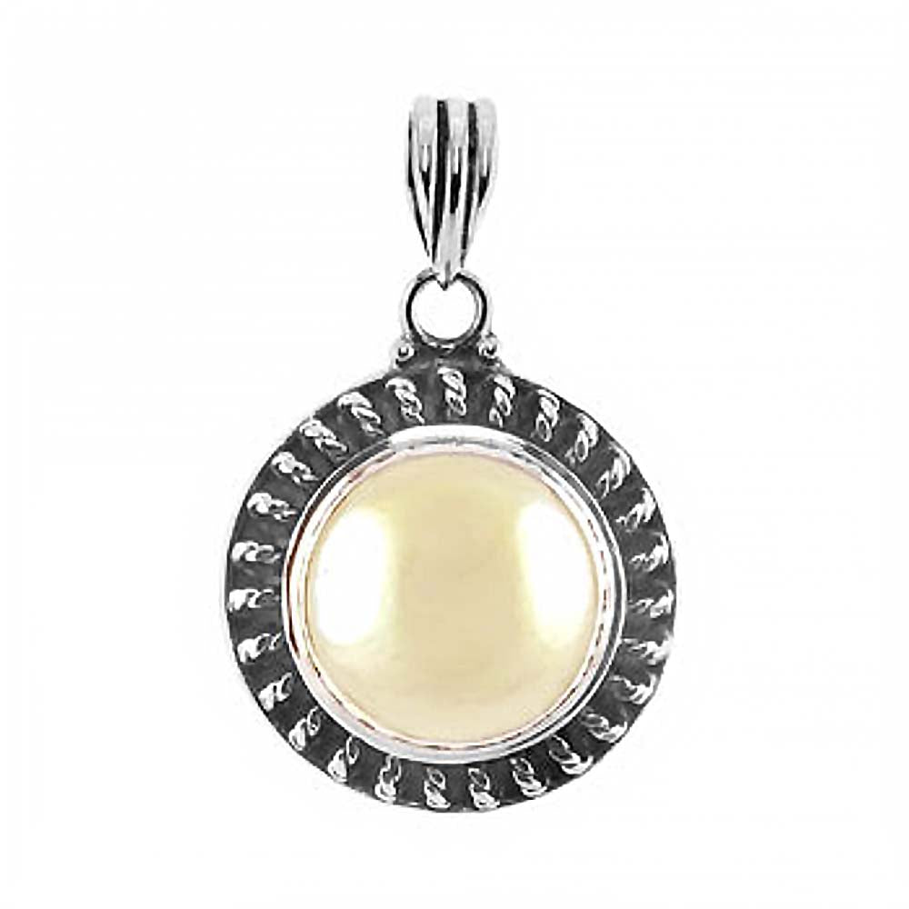 Sterling Silver Fancy Mother Pearl Pendant with Pendant Diameter of 25.4MMx38.1MM