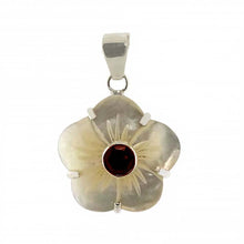 Load image into Gallery viewer, Sterling Silver Fancy Mabe and Garnet Pendant with Pendant Dimensions of 20MMx28.58MM