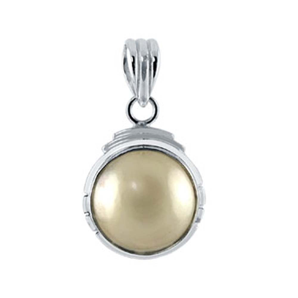 Sterling Silver Stylish Mabe Pearl Pendant with Pendant Dimensions of 19.05MMx6.35MM