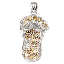 Load image into Gallery viewer, Sterling Silver Fancy Sandal Pendant with Champagne CzAnd Pendant Dimensions of 13MMx34.93MM