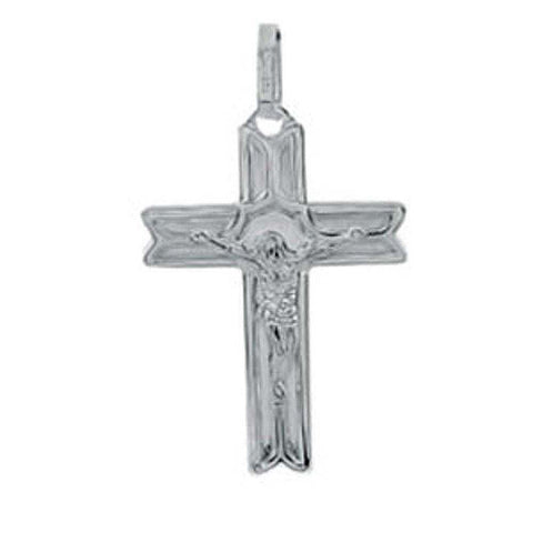 Sterling Silver Modern Crucifix Pendant wth Pendant Dimensions of 25MMx44.45MM