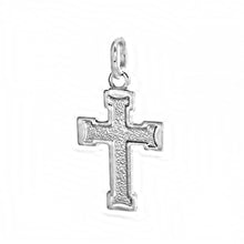 Load image into Gallery viewer, Sterling Silver Textured Italian Cross Pendant with Pendant Dimensions of 15MMx28.58MM