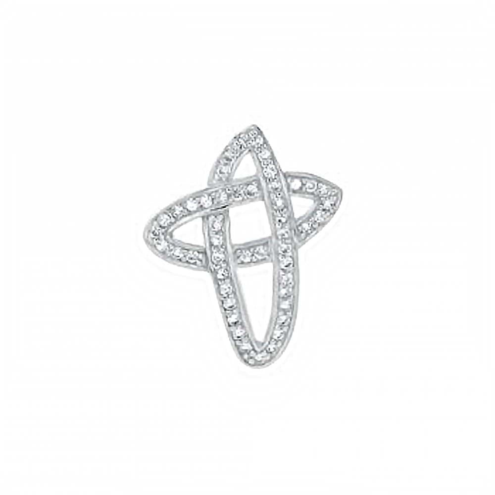 Sterling Silver Fancy Star-Like Cross Pendant with Clear CzAnd Pendant Dimensions of 19MMx25.4MM