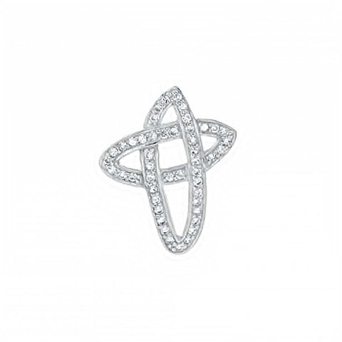 Sterling Silver Fancy Star-Like Cross Pendant with Clear CzAnd Pendant Dimensions of 19MMx25.4MM