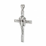 Sterling Silver Stylish Crucifix Pendant with Princess Cut Clear Cz Stones InlaidAnd  Pendant Dimensions of 32MMx57.15MM