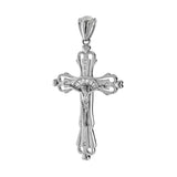 Sterling Silver Fancy Crucifix Pendant with Trapezium-Round Clear Cz Stones InlaidAnd  Pendant Dimensions of 30MMx60.33MM