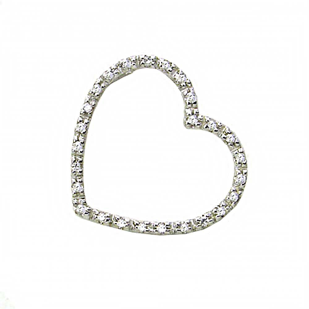 Sterling Silver Fancy Small Single Open Floating Heart Pendant with Clear CzAnd Pendant Dimensions of 23MMx21MM