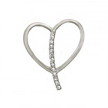 Load image into Gallery viewer, Sterling Silver Stylish Single Open Heart with a Seperating Clear Cz in the MiddleAnd Pendant Dimensions of 26MMx30.2MM
