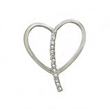 Sterling Silver Stylish Single Open Heart with a Seperating Clear Cz in the MiddleAnd Pendant Dimensions of 26MMx30.2MM