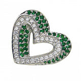 Sterling Silver Fancy Single Open Heart Pendant with Clear and Green Cz AccentAnd Pendant Dimensions of 26MMx25.4MM