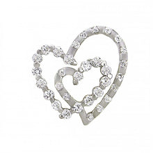 Load image into Gallery viewer, Sterling Silver Fancy Two Open Heart Pendant Connecting Each Other with Clear Cz StonesAnd Pendant Dimensions of 21MMx19.05MM