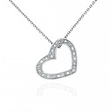 Load image into Gallery viewer, Sterling Silver Fancy Single Micro Pave Clear Cz  Open Heart PendantAnd Pendant Dimensions of 17MMx11/16MM