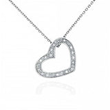 Sterling Silver Fancy Single Micro Pave Clear Cz  Open Heart PendantAnd Pendant Dimensions of 17MMx11/16MM