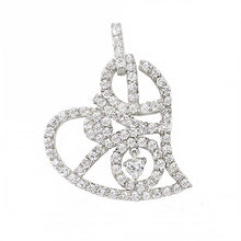 Load image into Gallery viewer, Sterling Silver Stylish Single Open Heart Pendant with the Word  LOVE  and Embedded with Clear Cz StonesAnd Pendant Dimensions of 24MMx31.8MM