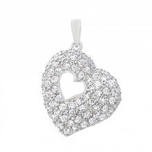 Load image into Gallery viewer, Sterling Silver Fancy Single Small Open Heart Pendant with Clear Cz AccentAnd Pendant Dimensions of 19MMx28.6MM